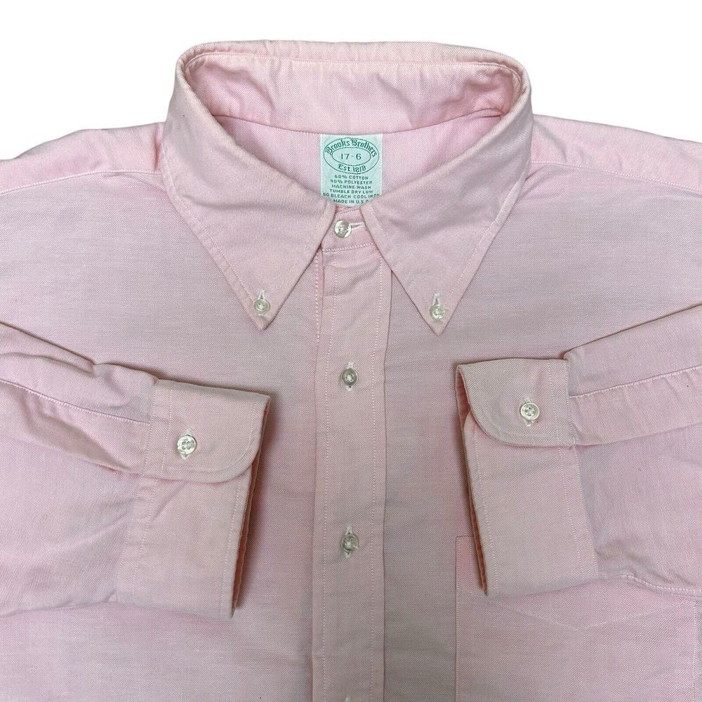 VTG Brooks Brothers Men's Long Sleeve Button Up Pink Solid 17-6 Shirt USA‎ MADE
